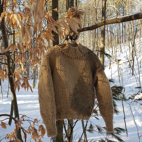 Wool winter set, hazelnut, sweater and matching hat, hand knitted - Picture 2 of 10